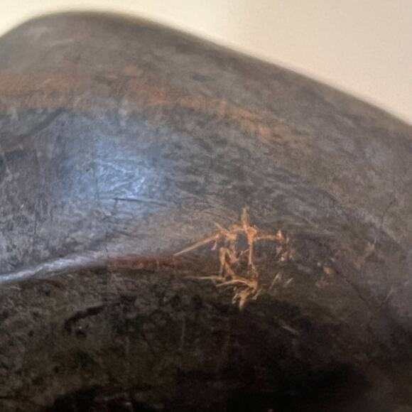 Vintage Hand Carved Elephant With Tusks Trunk Down Dark Wood Sculpture 5" Tall - Picture 11 of 15